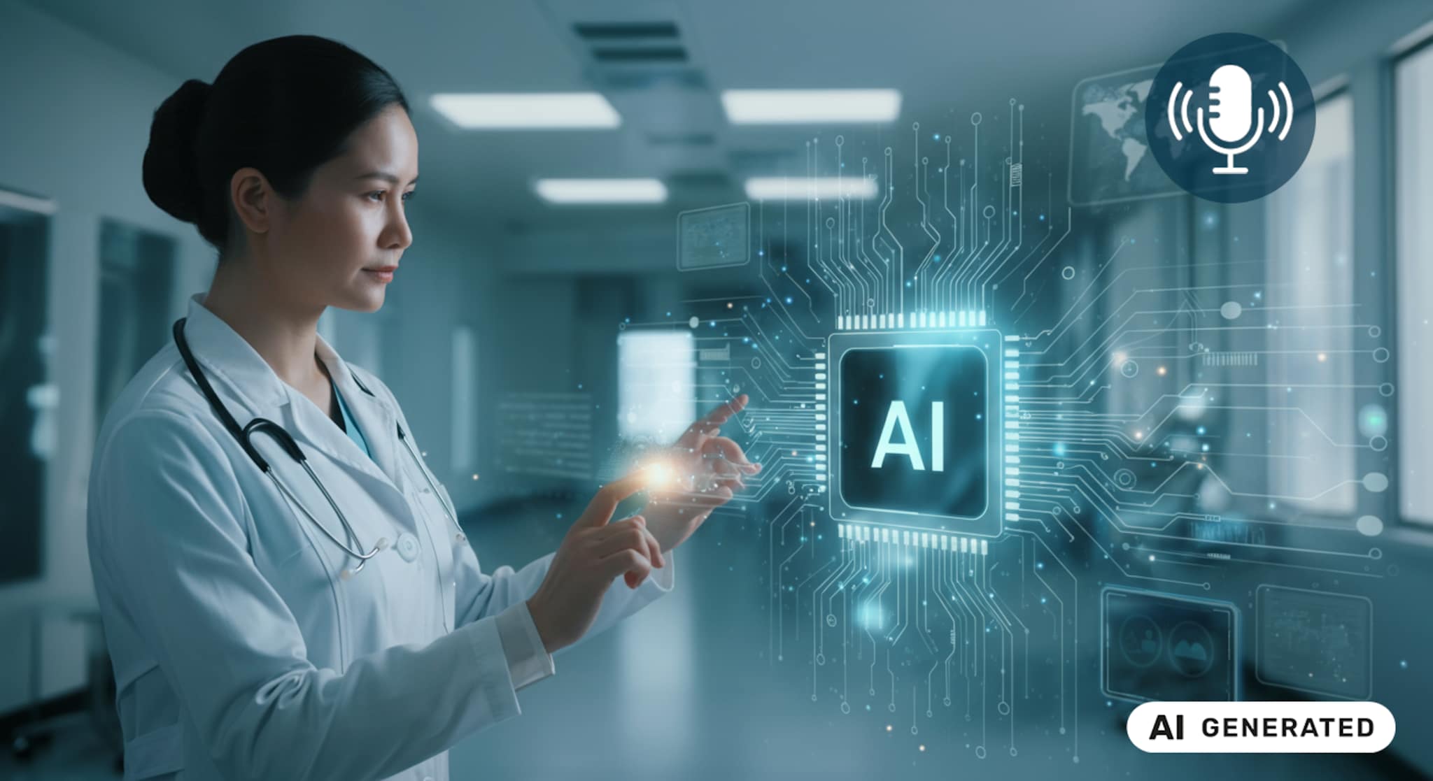 medico donna che usa AI nella pratica clinica