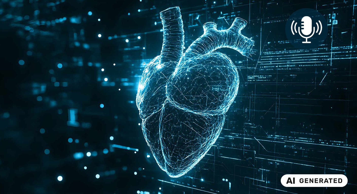 disegno blu di un cuore umano luminoso