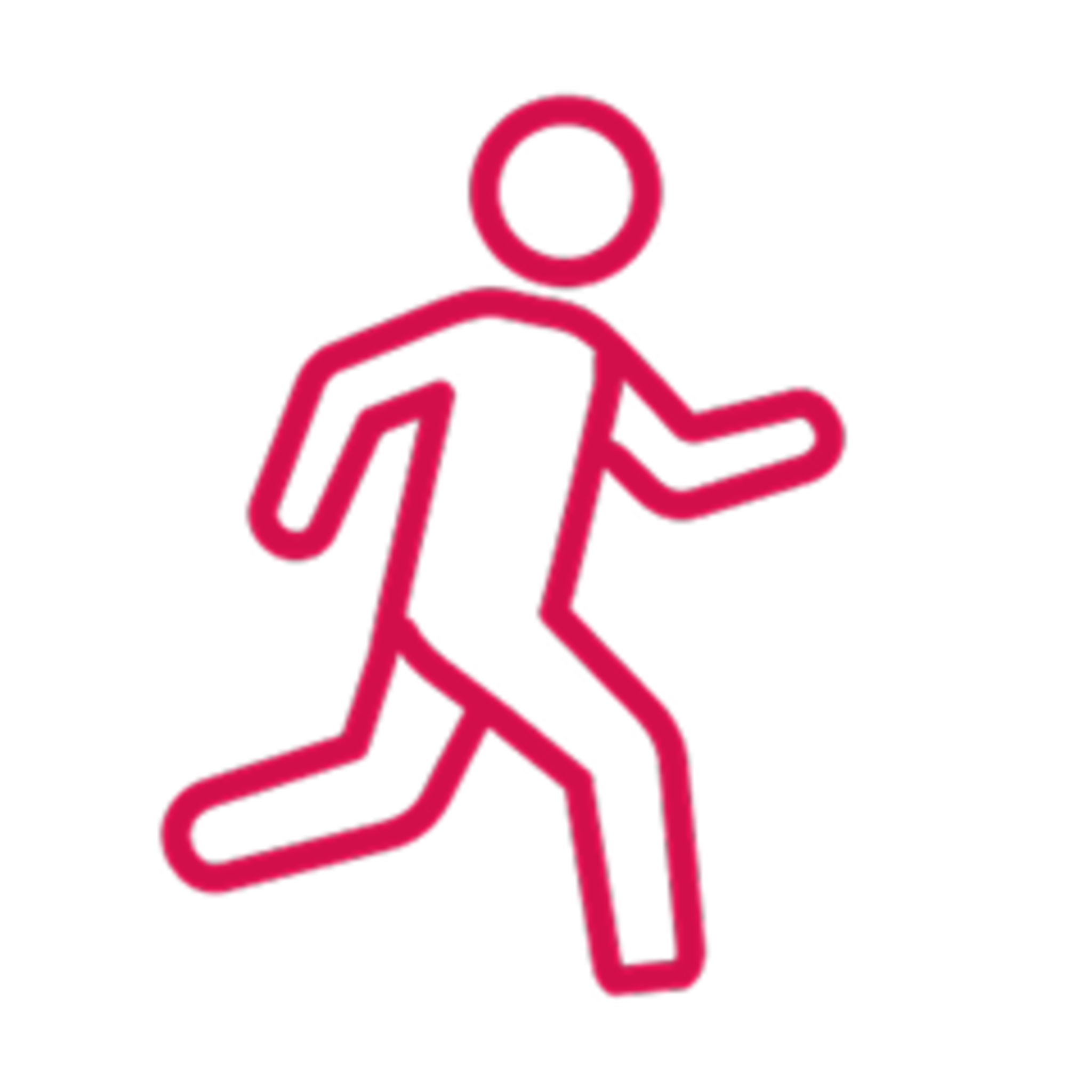 Figura umana stilizzata raffigurata mentre corre.