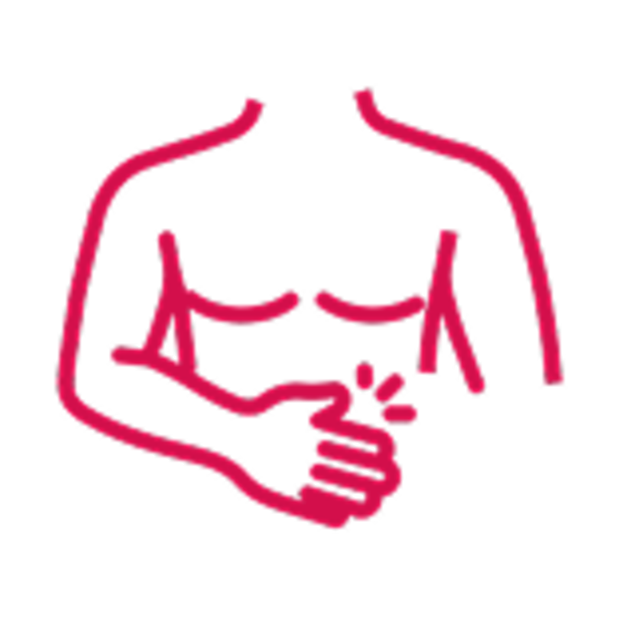 torso di una persona con una mano appoggiata sull'addome