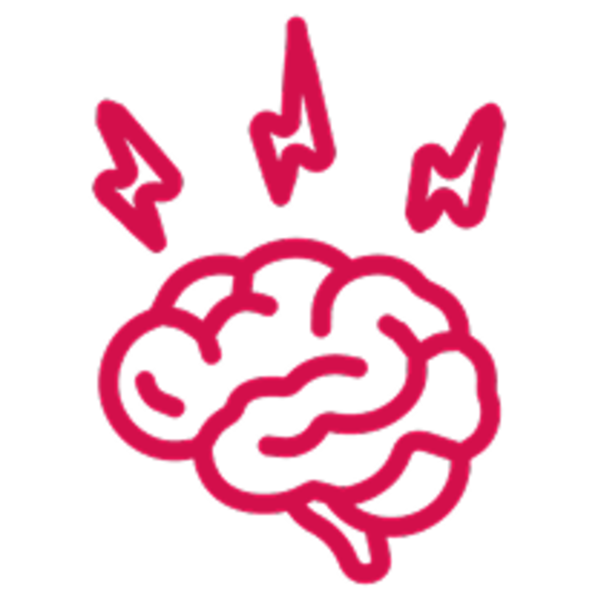 Un cervello circondato da piccoli fulmini