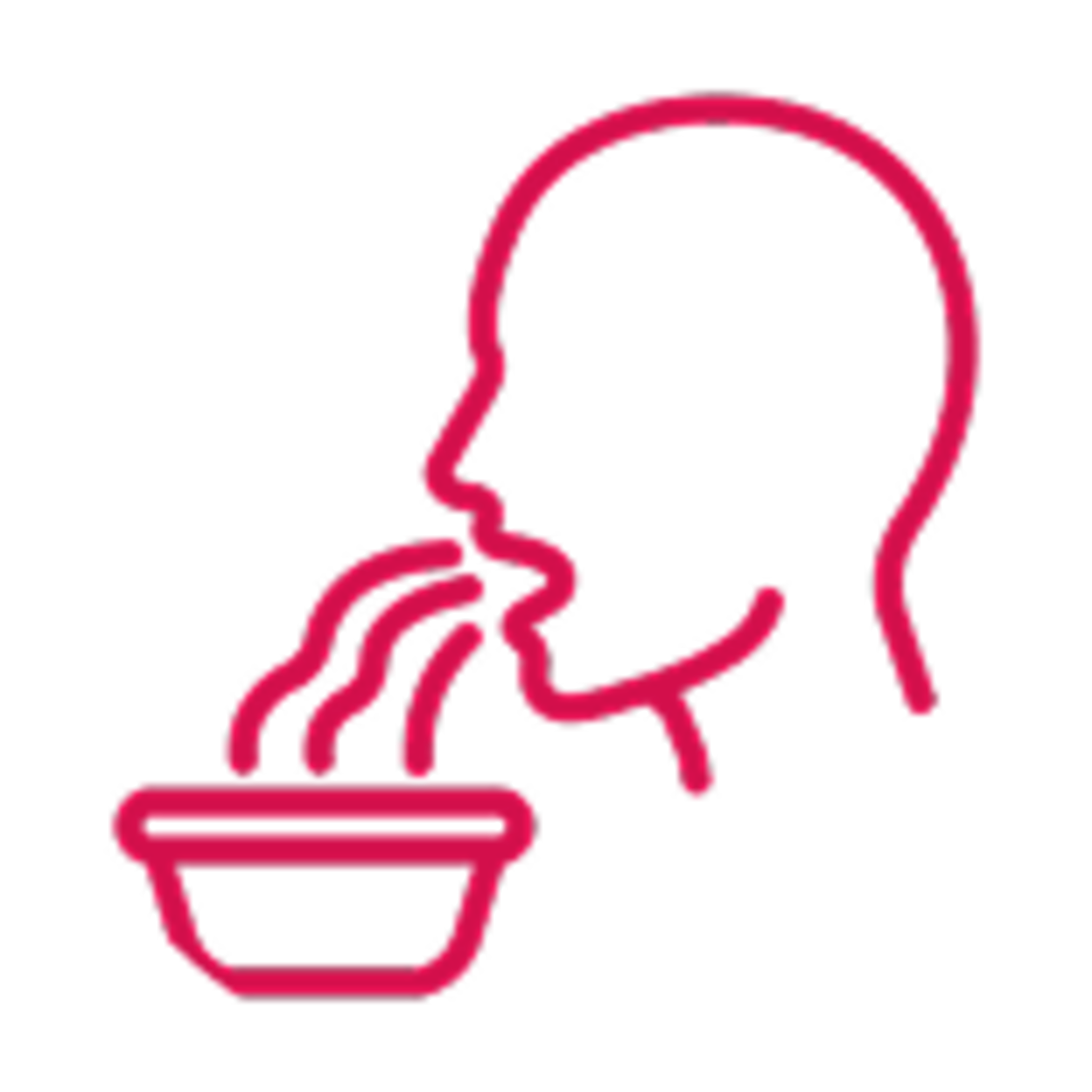 illustrazione stilizzata di una persona che vomita in un contenitore
